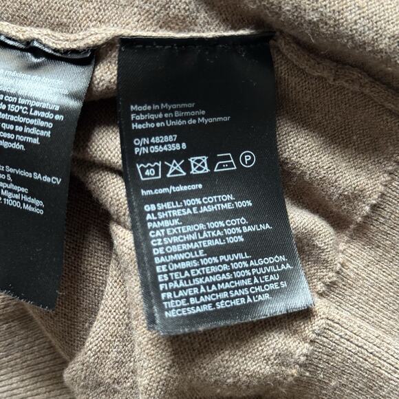 H&M Pullover Lightweight Classic Sweater Men's Size Small Brown 100% Cotton - Picture 4 of 7